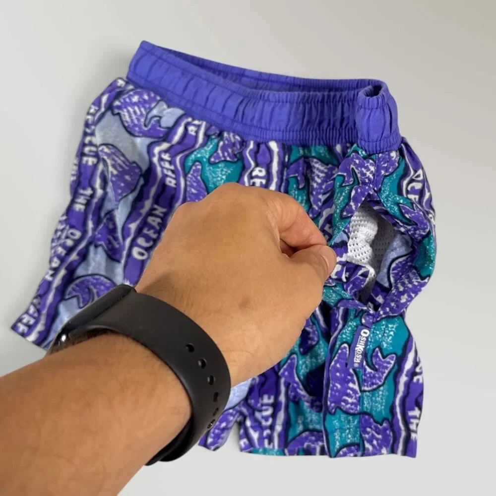 Vtg Oshkosh B'gosh Boys Swimming Trunks Trusts Tide Tag Purple Blue Size 3T